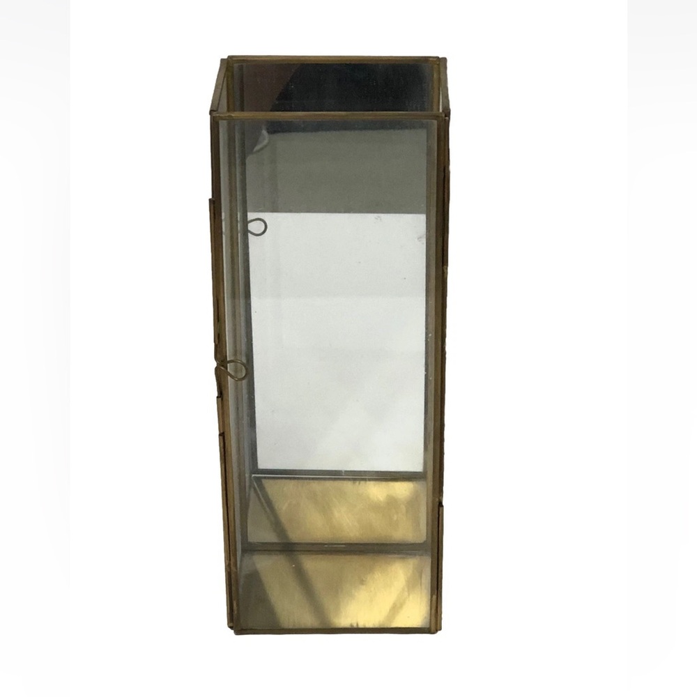 Vintage Pottery Brass Glass And Brass Miniature Display Case